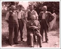 Bellringers in Church yard, 1940s